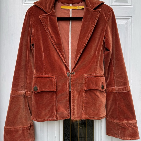 TWILL 22 Velvet Jacket w Hook, Pockets & Bell Sleeves Pumpkin orange Women S - Picture 14 of 16